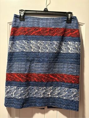 Ann Taylor Vintage Patchwork Striped Skirt 1990s-2000s Casual Office Career Sz 2